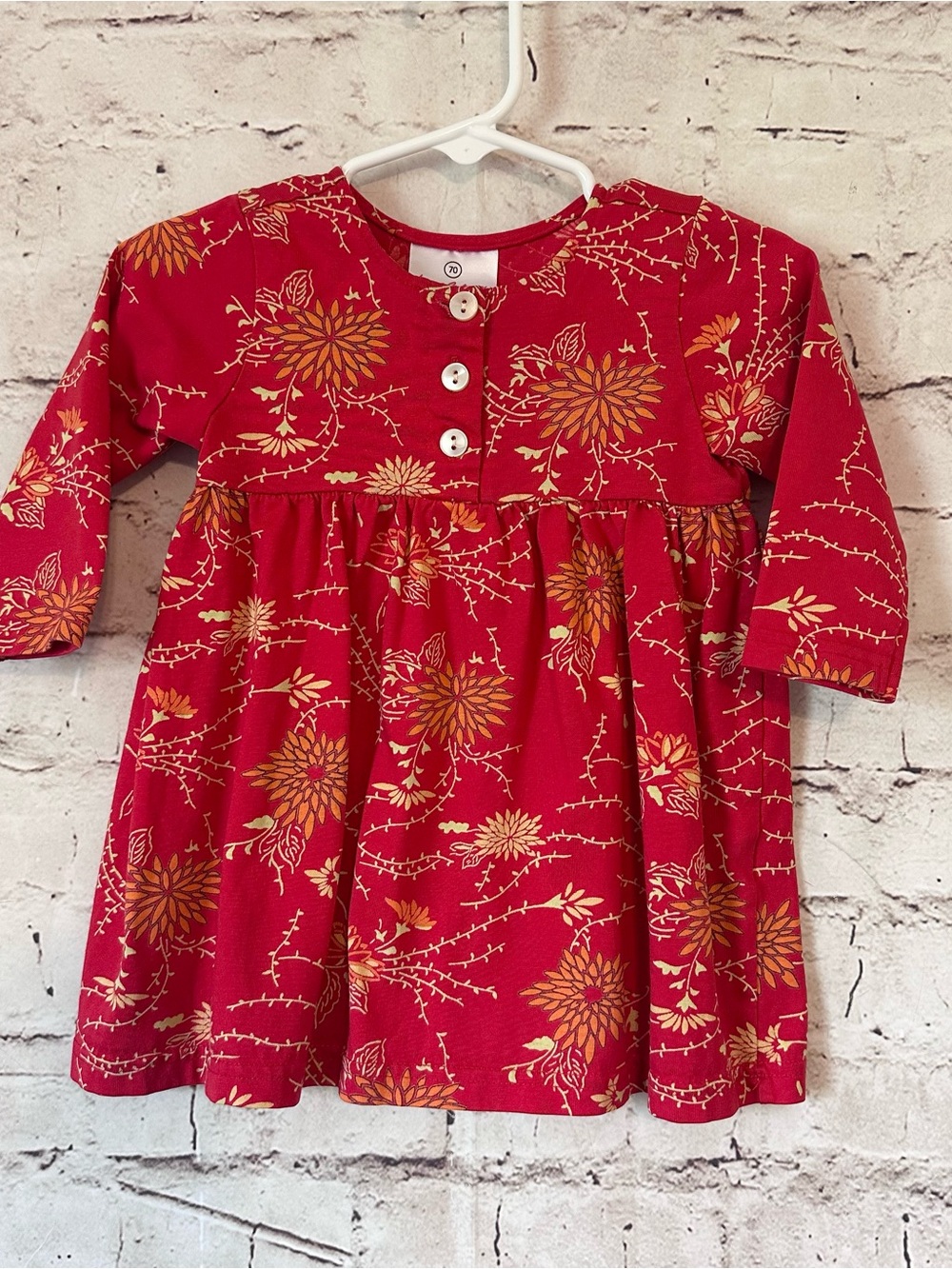 Hanna Andersson Red Dress with Gold Floral Print